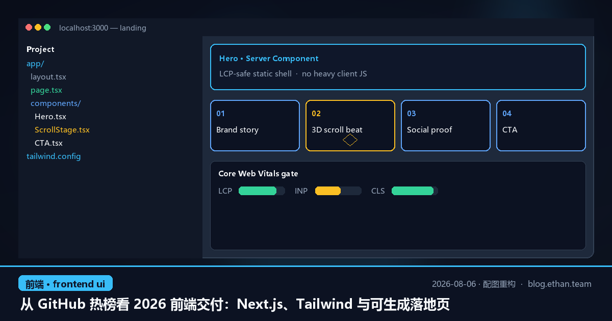 从 GitHub 热榜看 2026 前端交付：Next.js、Tailwind 与可生成落地页